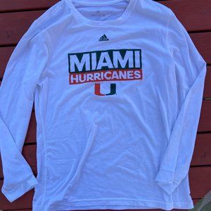 Miami Hurricanes White Adidas Long Sleeve Juniors Size M